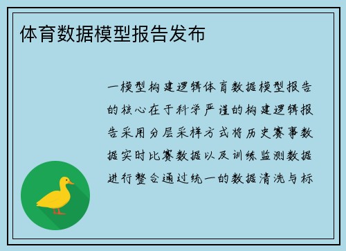 体育数据模型报告发布